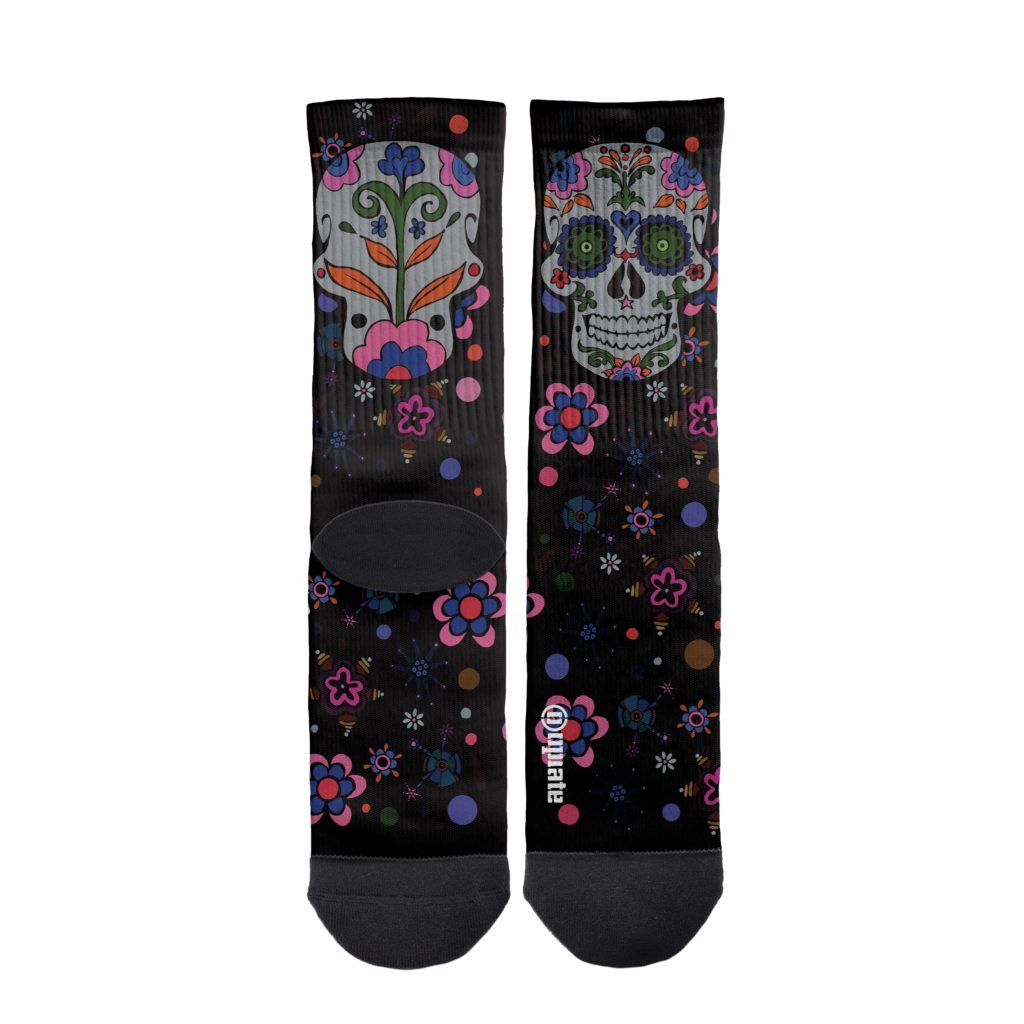 Marta de la Rocha – socks – Día de los muertos Negro y rosa