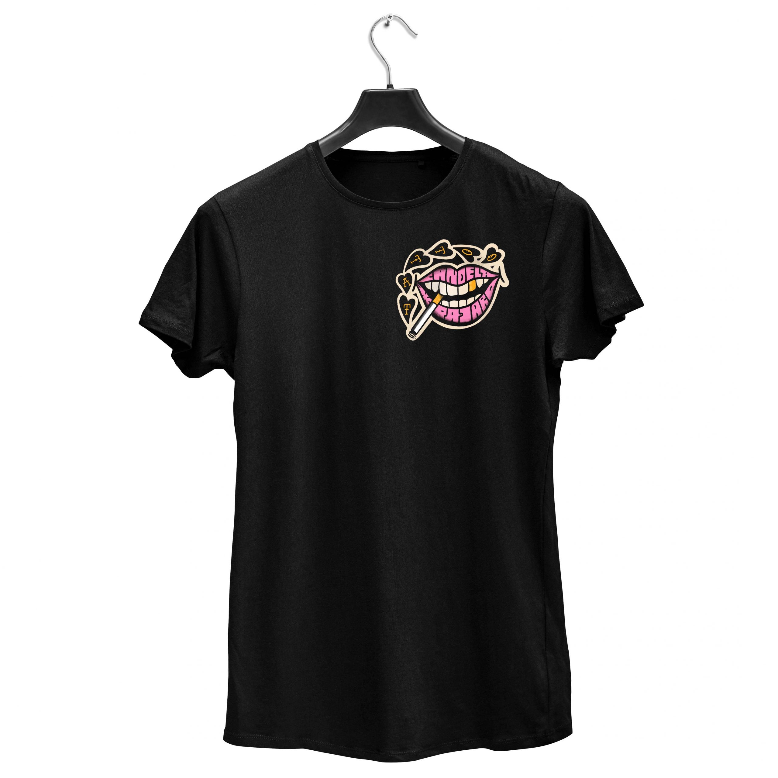 Camiseta CANDELA PAJARO - BOCA - negra - FRONT